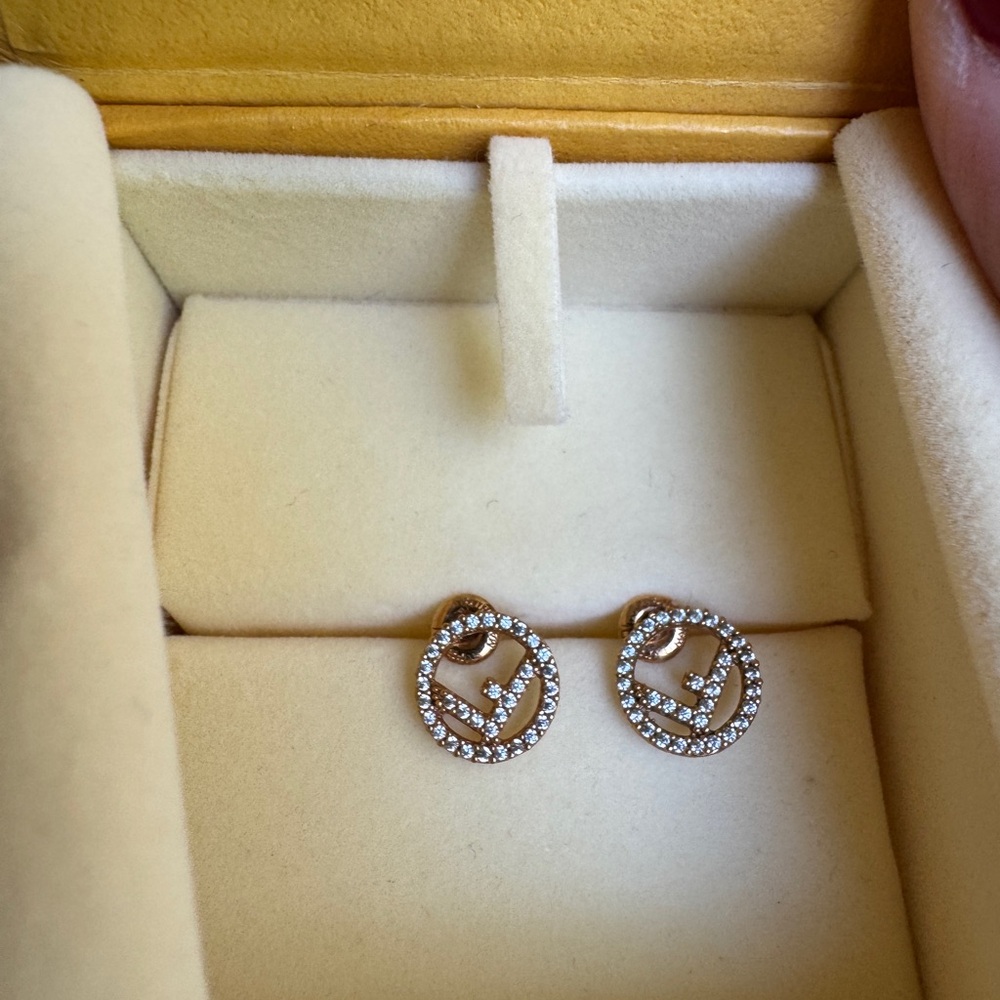 F is Fendi Gold Earrings - Picture 4 of 7